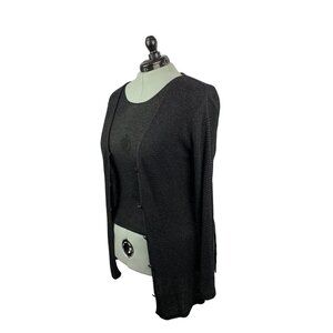 Womens Black Knit Top & Cardigan Set - Medium Size